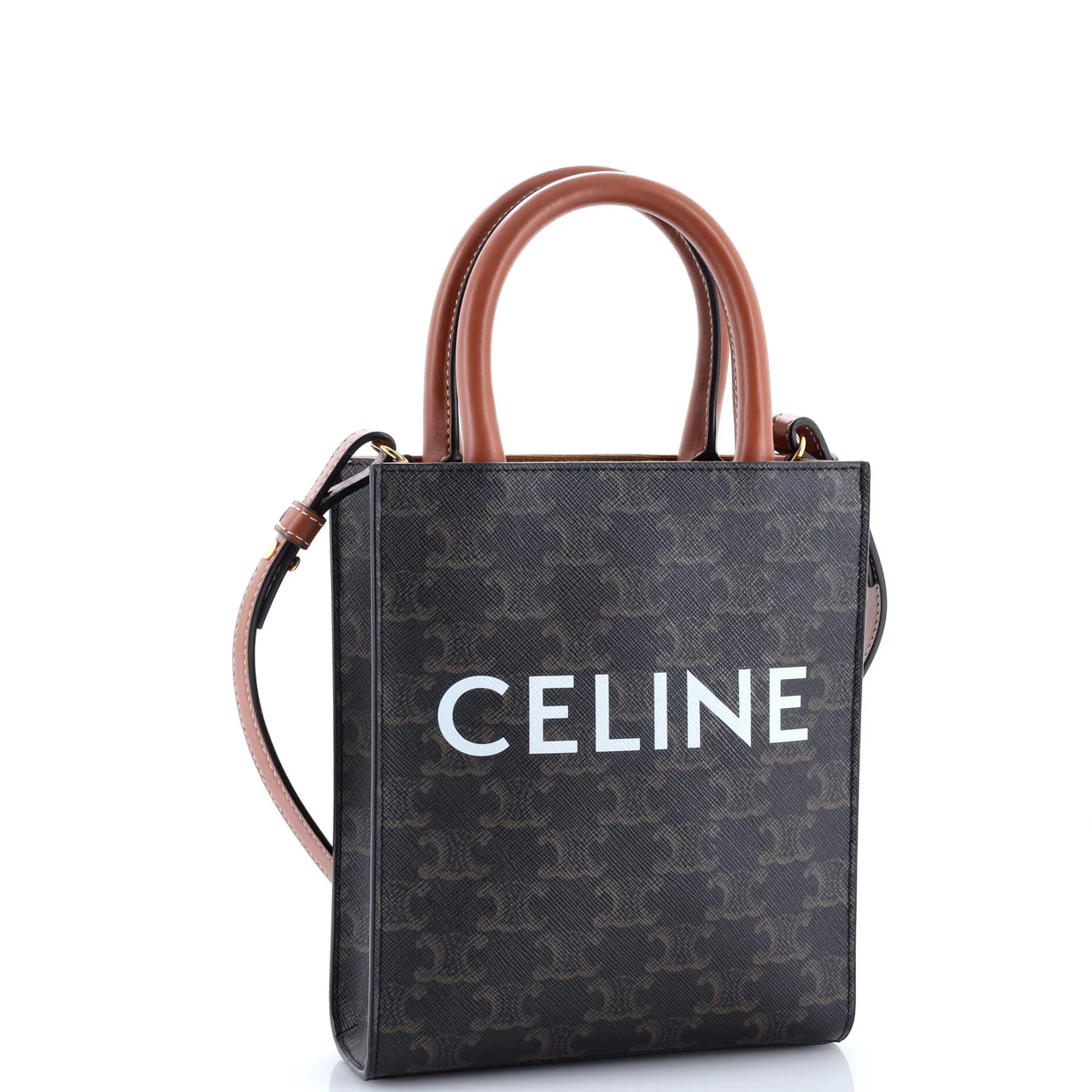 Vertical Cabas Tote Triomphe Coated Canvas Mini - Deep Luxury