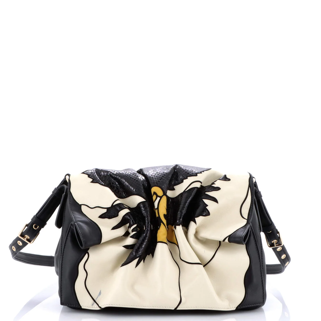 Bloomy Shoulder Bag Patchwork Leather and Snakeskin Medium - Deep Luxury