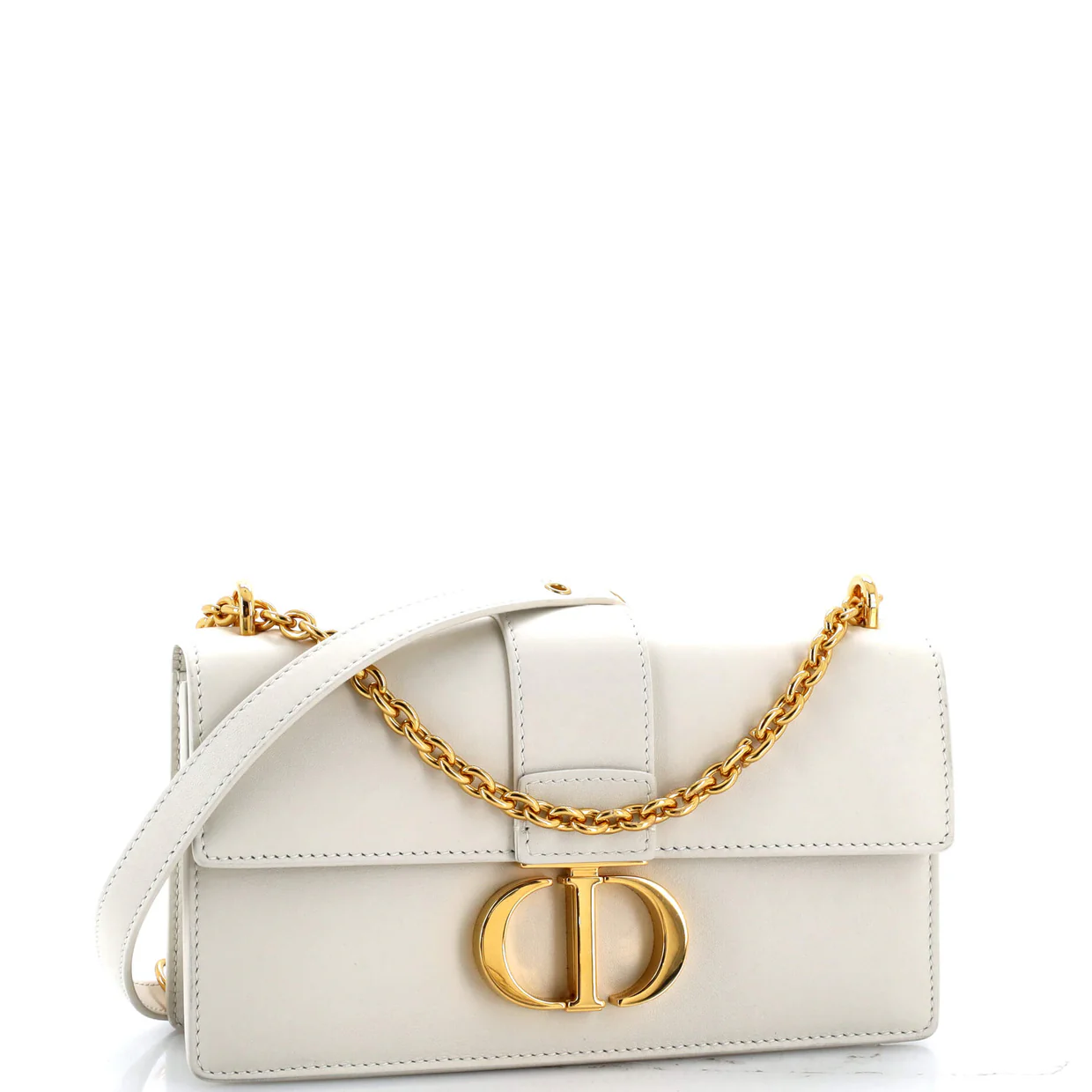 30 Montaigne Chain Flap Bag Leather East West - Deep Luxury