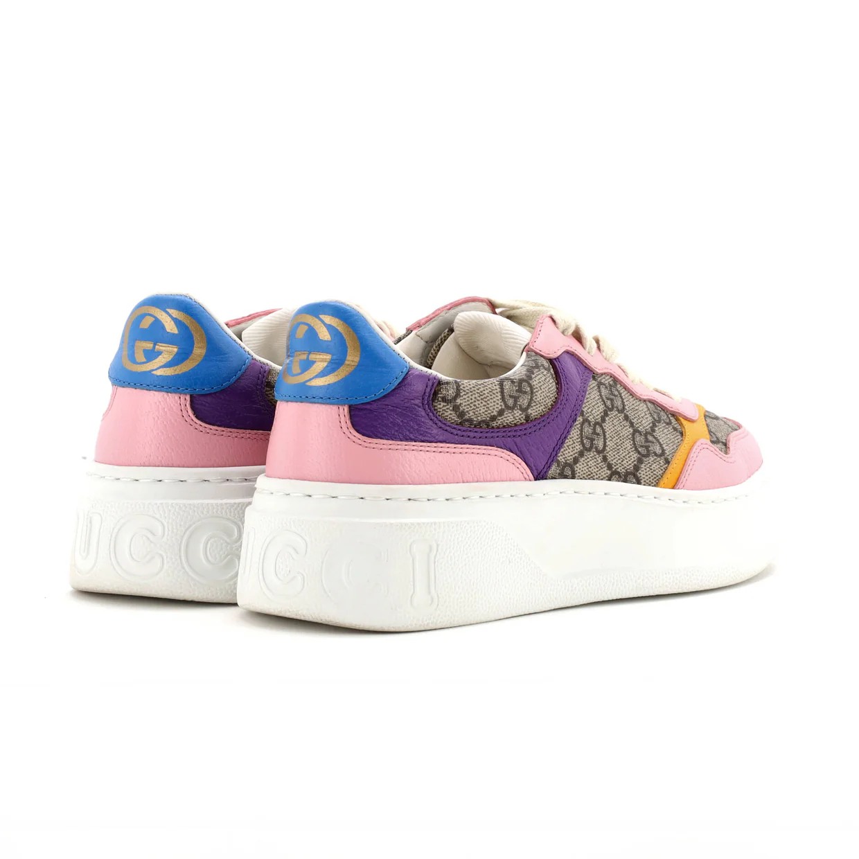 Women's Dali Platform Sneakers GG Canvas with Leather - Deep Luxury