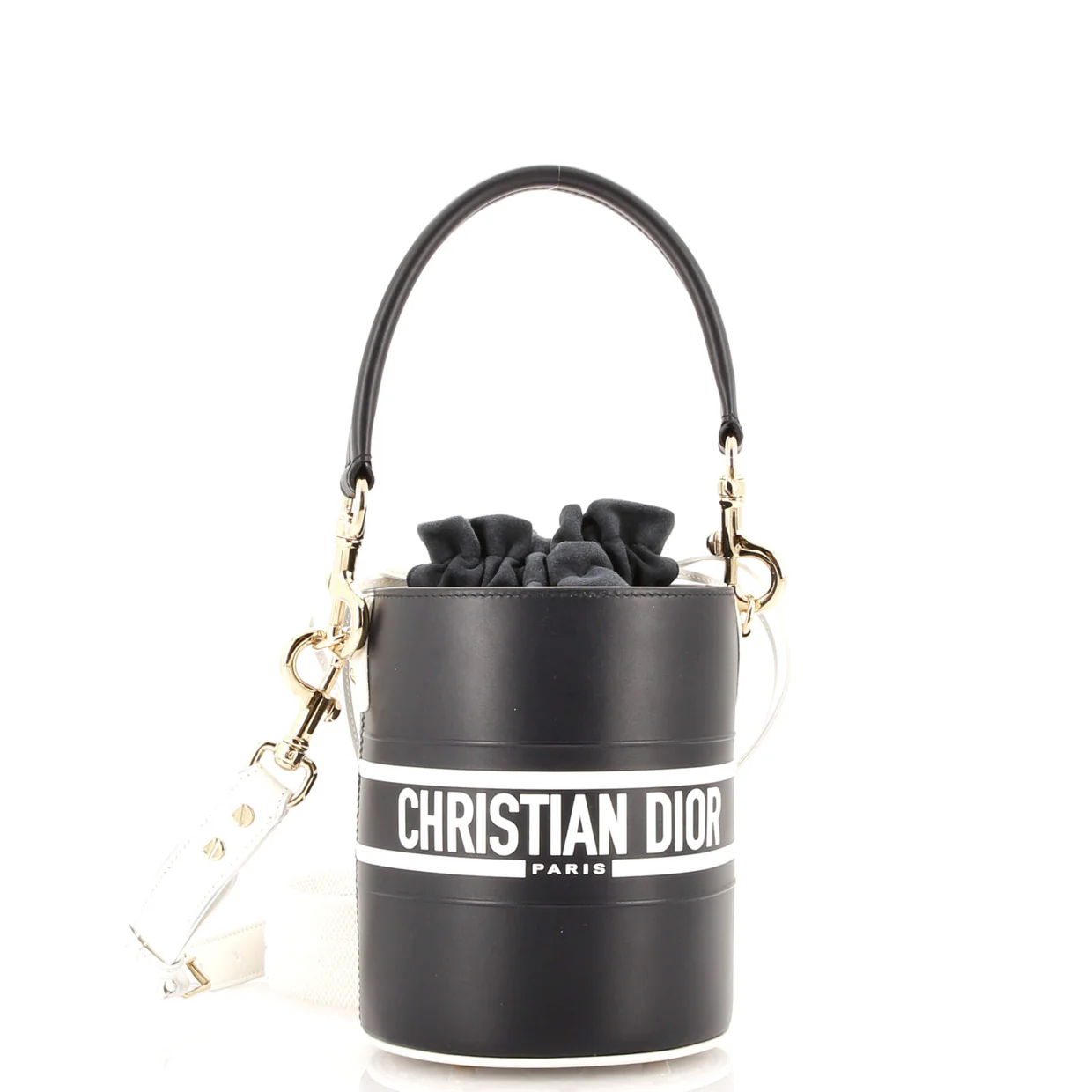 Vibe Drawstring Bucket Bag Leather Small - Deep Luxury
