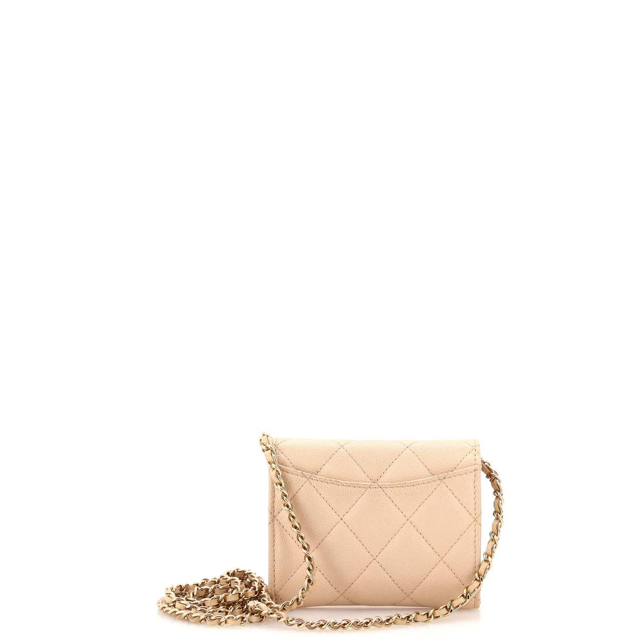 Classic Zip Around Card Holder on Chain Quilted Caviar Mini - Deep Luxury
