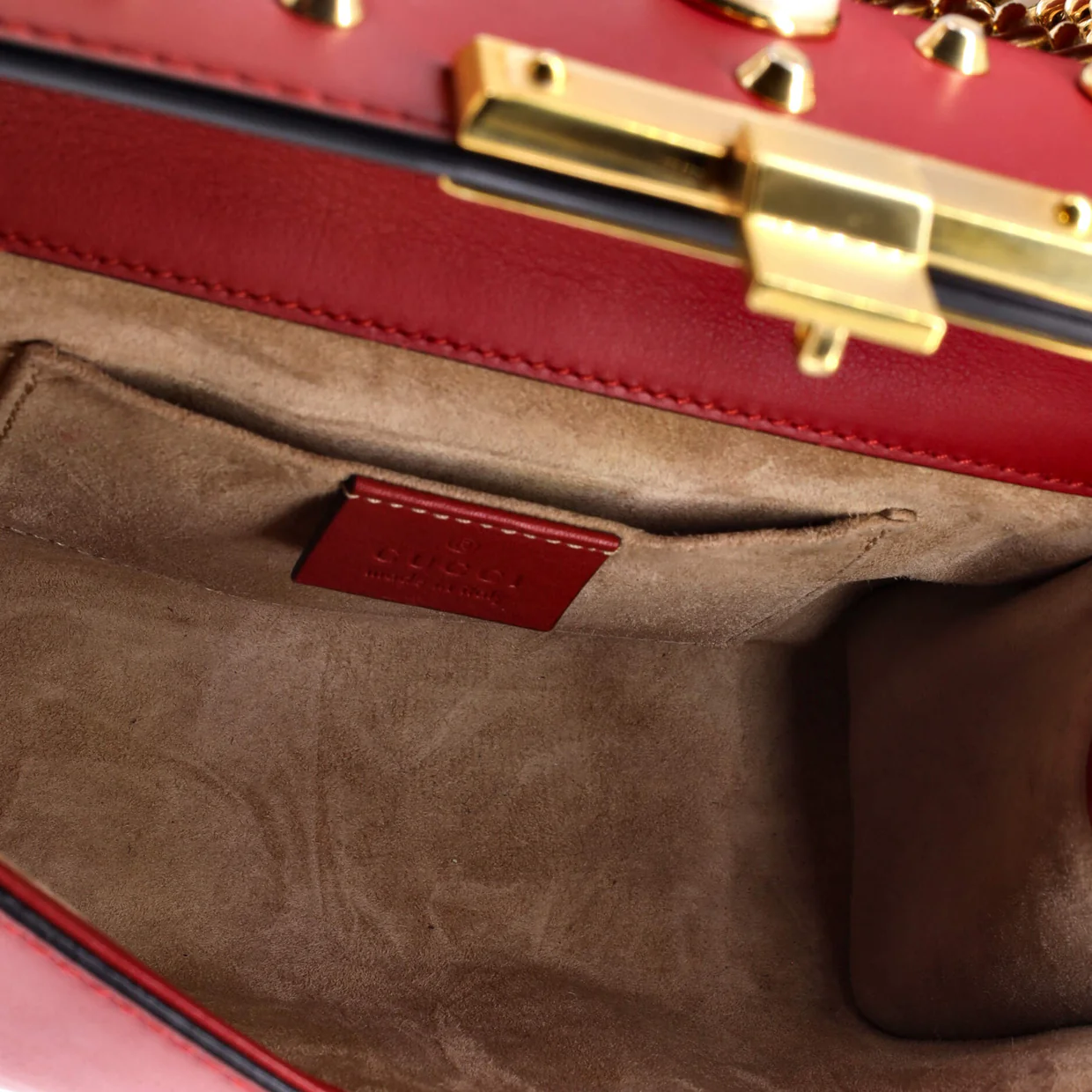 Pearly Padlock Shoulder Bag Studded Leather Small - Deep Luxury