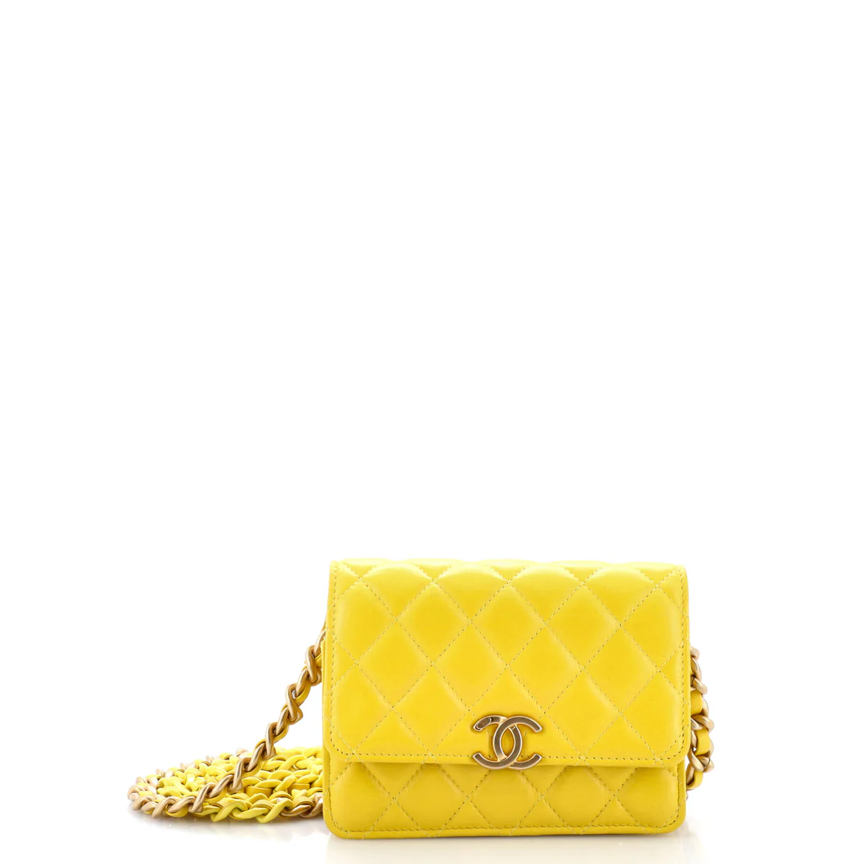 Lacquered Metal CC Clutch with Chain Quilted Lambskin - Deep Luxury