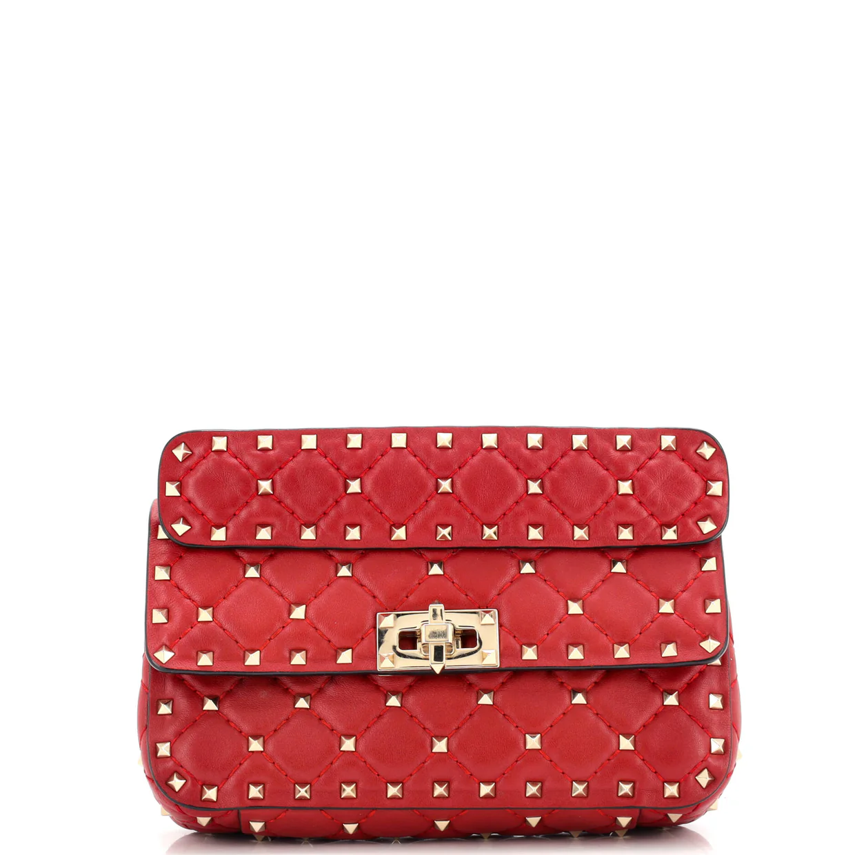 Rockstud Spike Flap Bag Quilted Leather Small - Deep Luxury