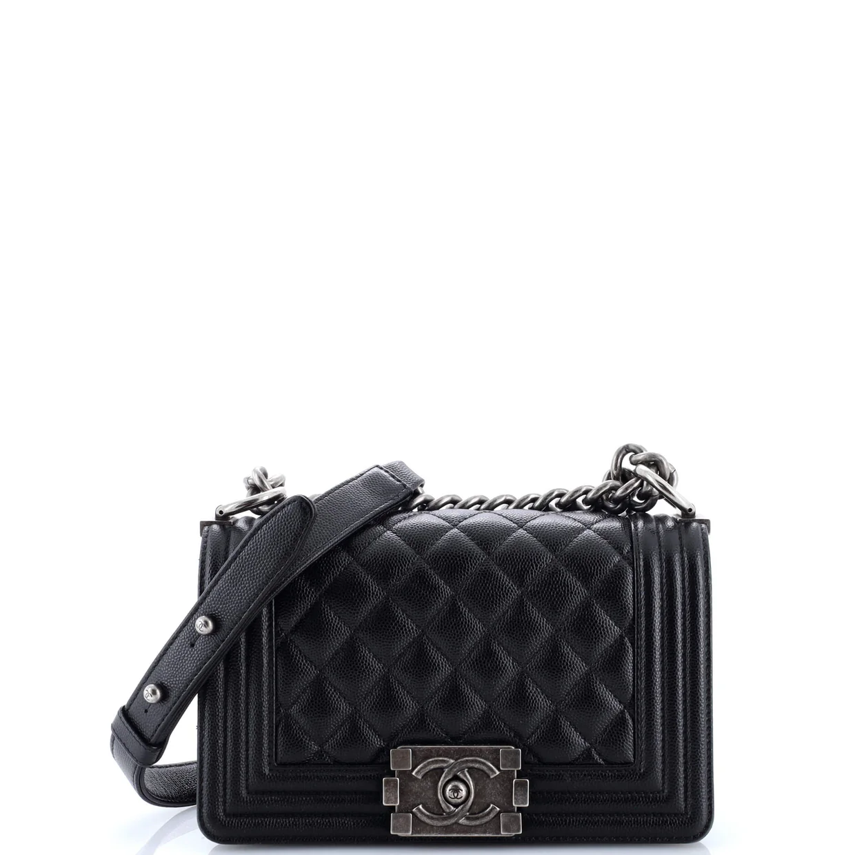 Boy Flap Bag Quilted Caviar Small - Deep Luxury