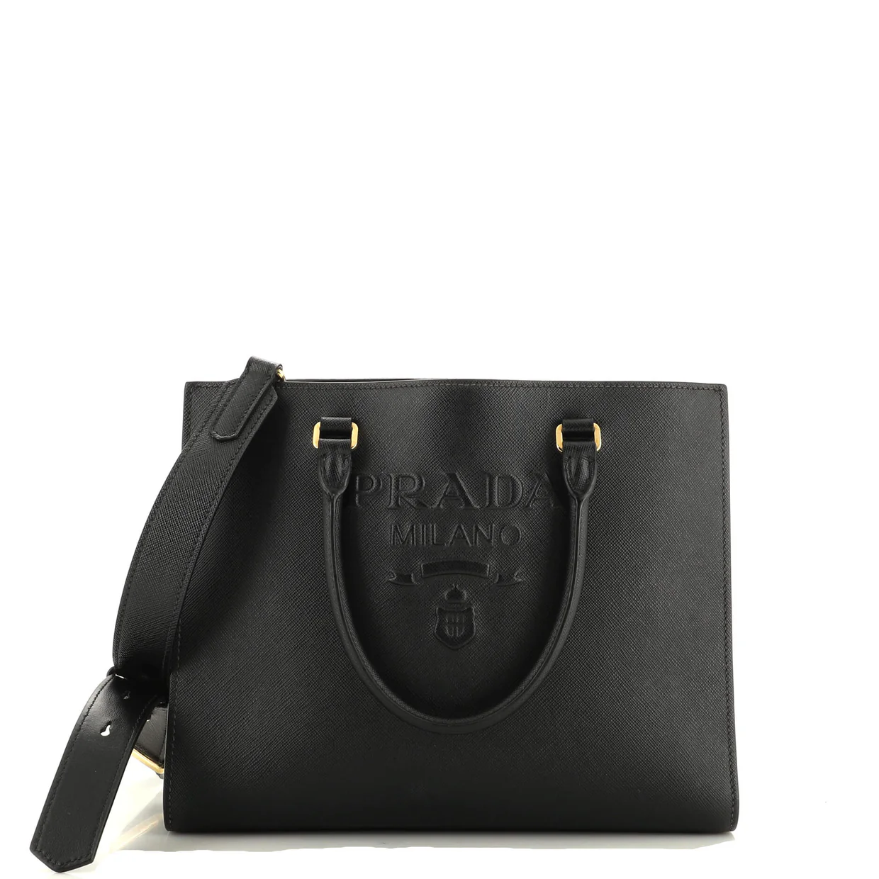 Lux Embossed Logo Tote Saffiano Leather Medium - Deep Luxury