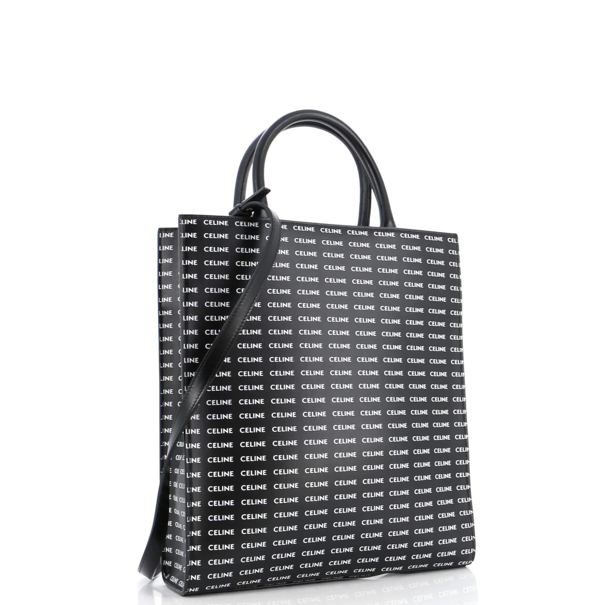 Vertical Cabas Tote All Over Logo Print Leather Small - Deep Luxury