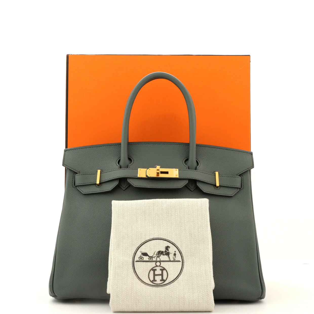 Birkin Handbag Vert Amande Epsom with Gold Hardware 30 - Deep Luxury