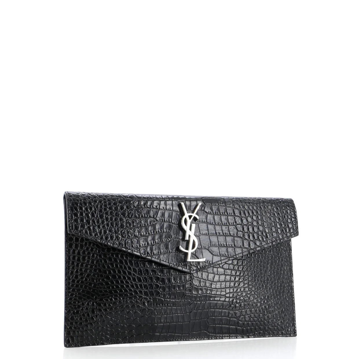 Uptown Pouch Crocodile Embossed Leather - Deep Luxury