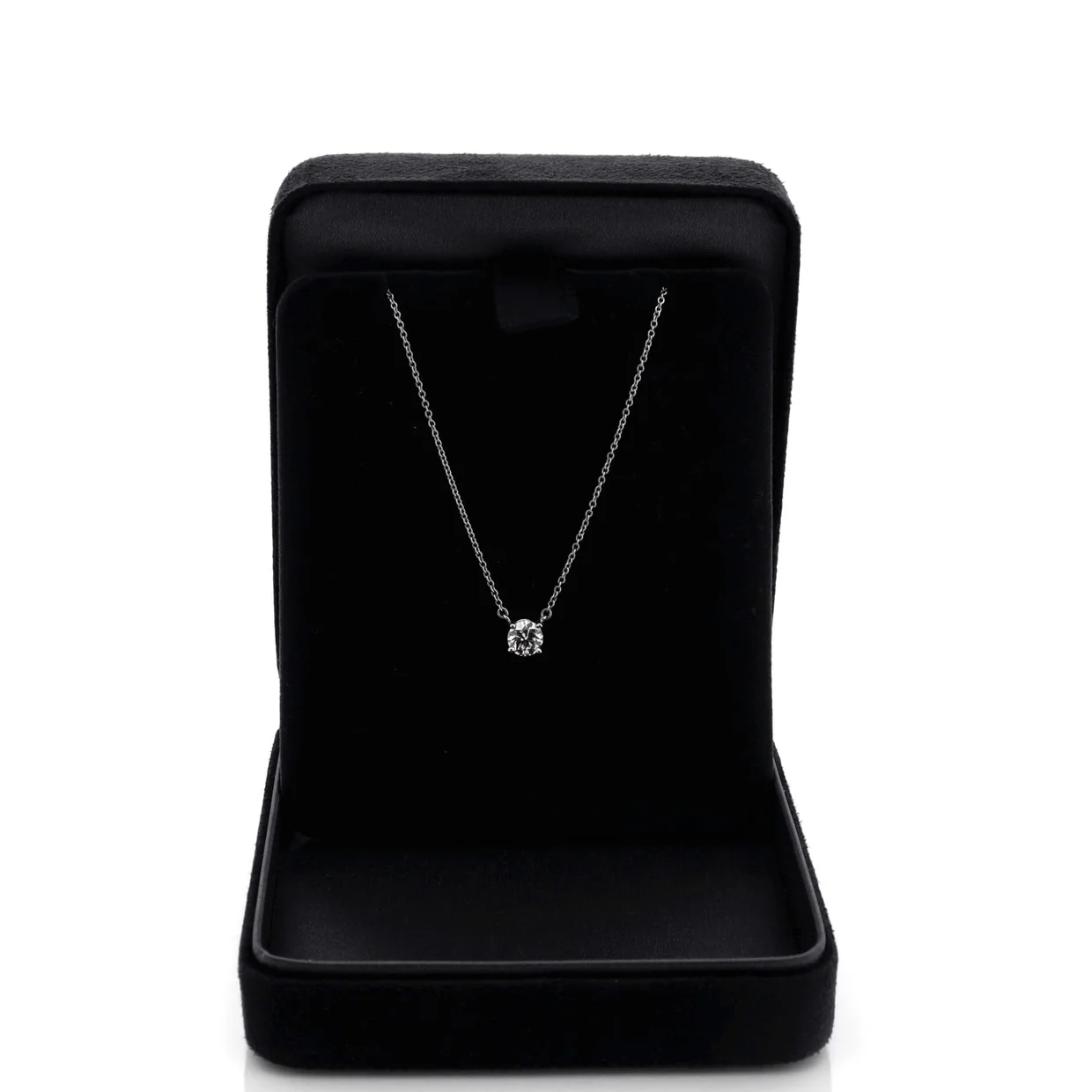 Solitaire Pendant Necklace Platinum with RBC Diamond .61CT - Deep Luxury
