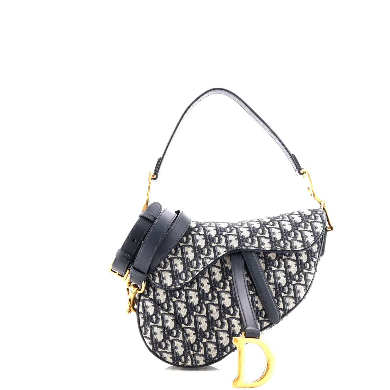 Saddle Handbag with Strap Oblique Canvas Medium - Deep Luxury