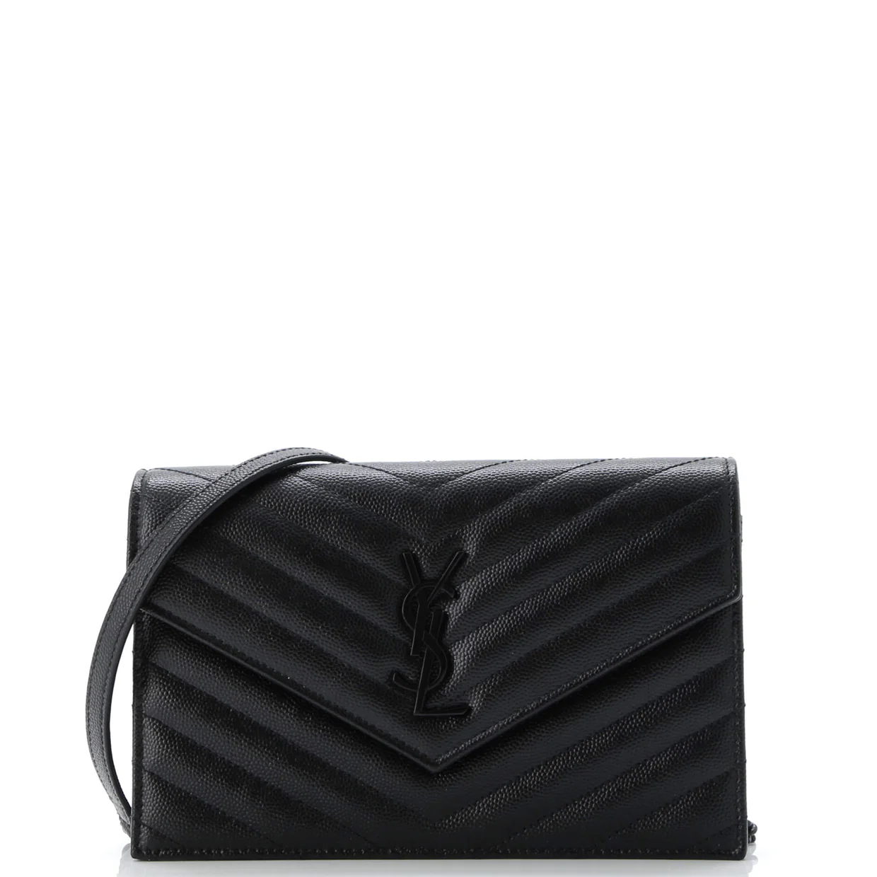 Classic Monogram Wallet on Chain Matelasse Chevron Leather Small - Deep Luxury