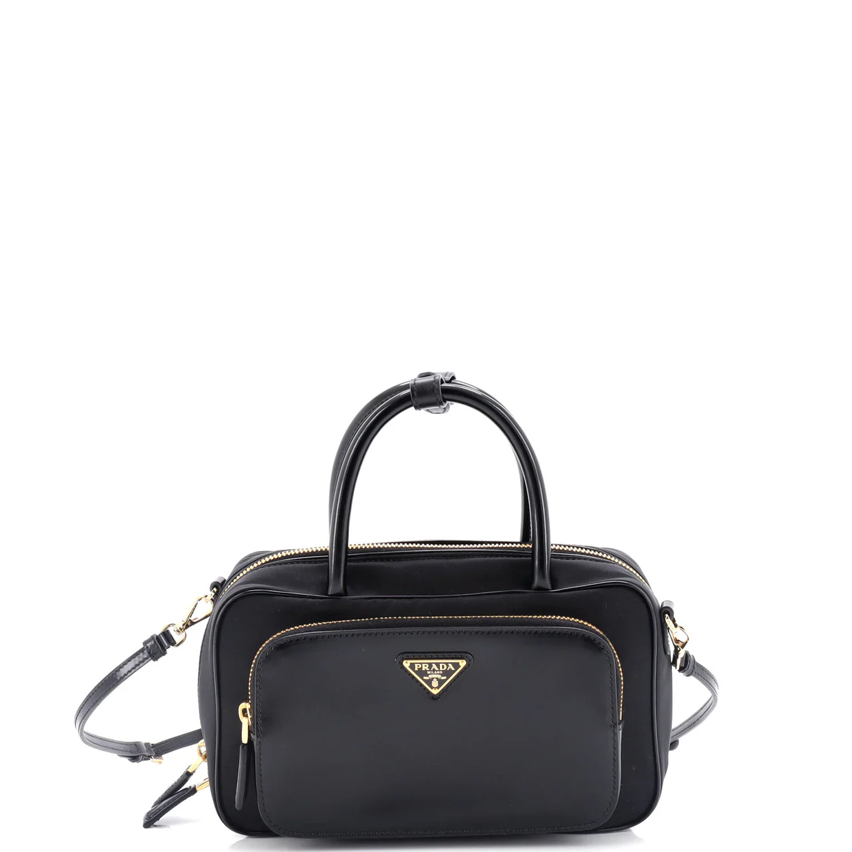 Front Pocket Zip Around Bowler Tessuto with Leather Small - Deep Luxury