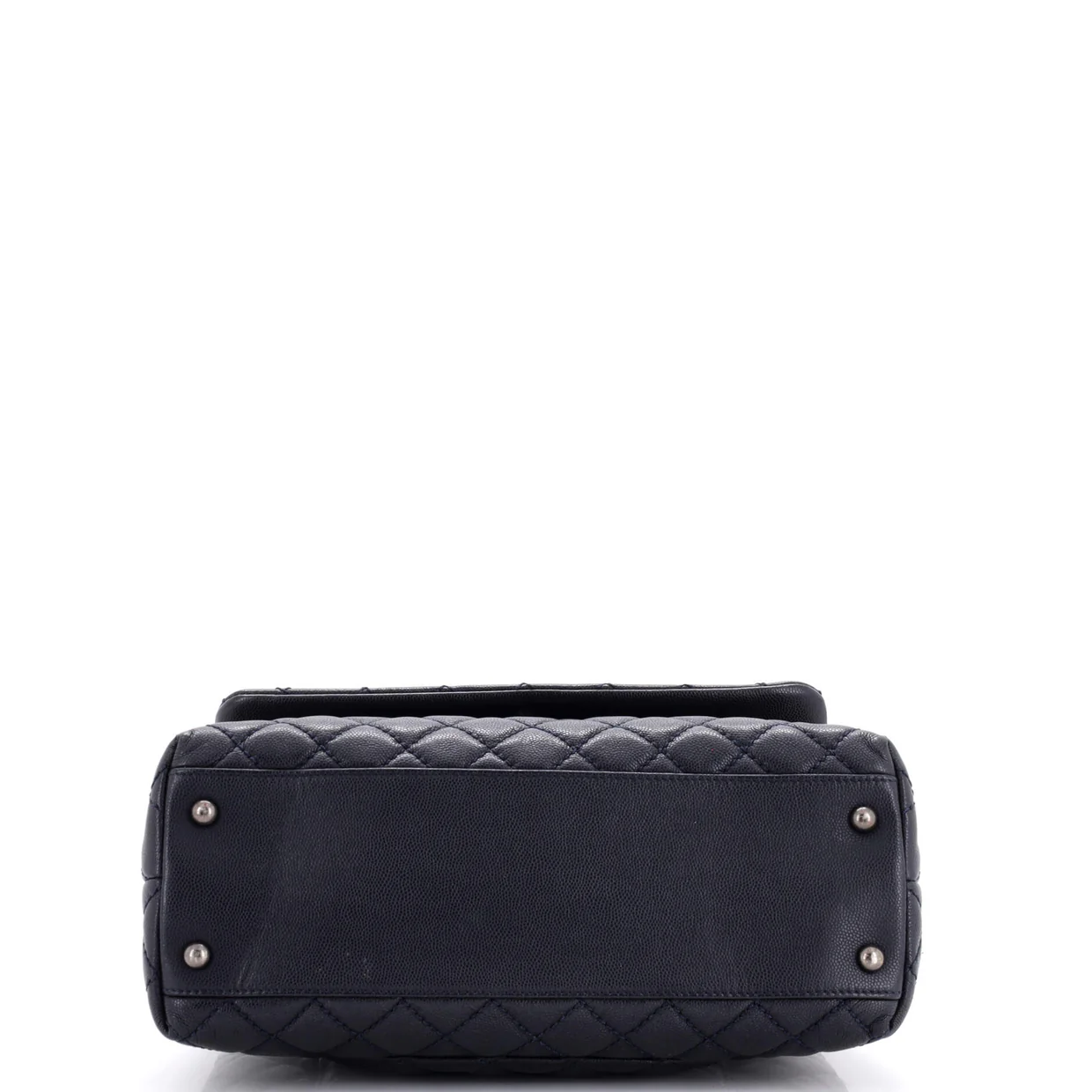 Coco Top Handle Bag Quilted Caviar with Lizard Small - Deep Luxury