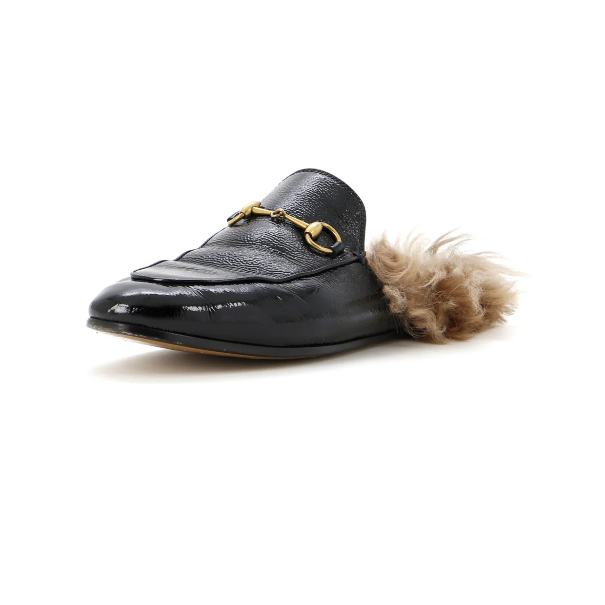 Women's Princetown Mules Patent with Fur - Deep Luxury