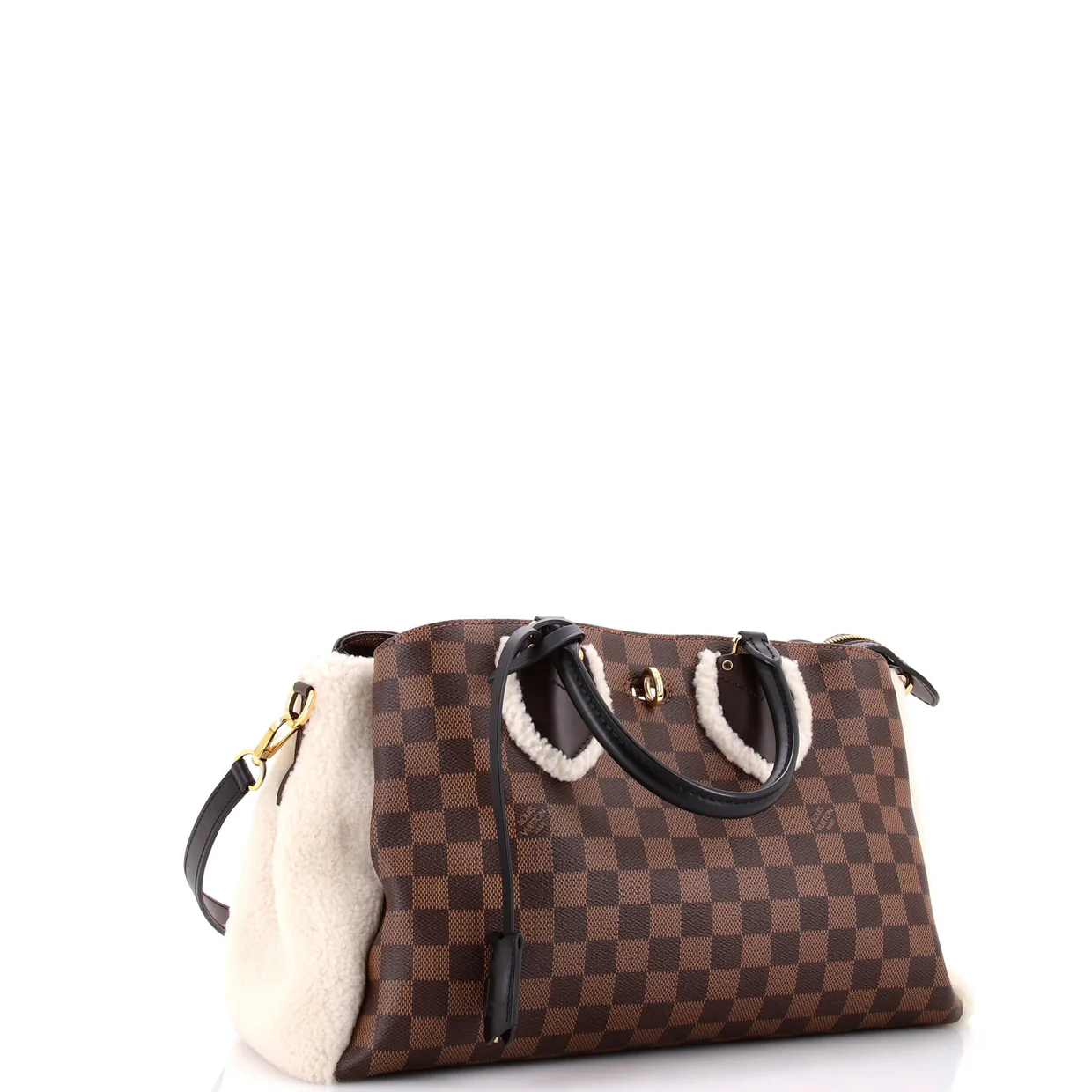 Normandy Handbag Damier with Shearling - Deep Luxury