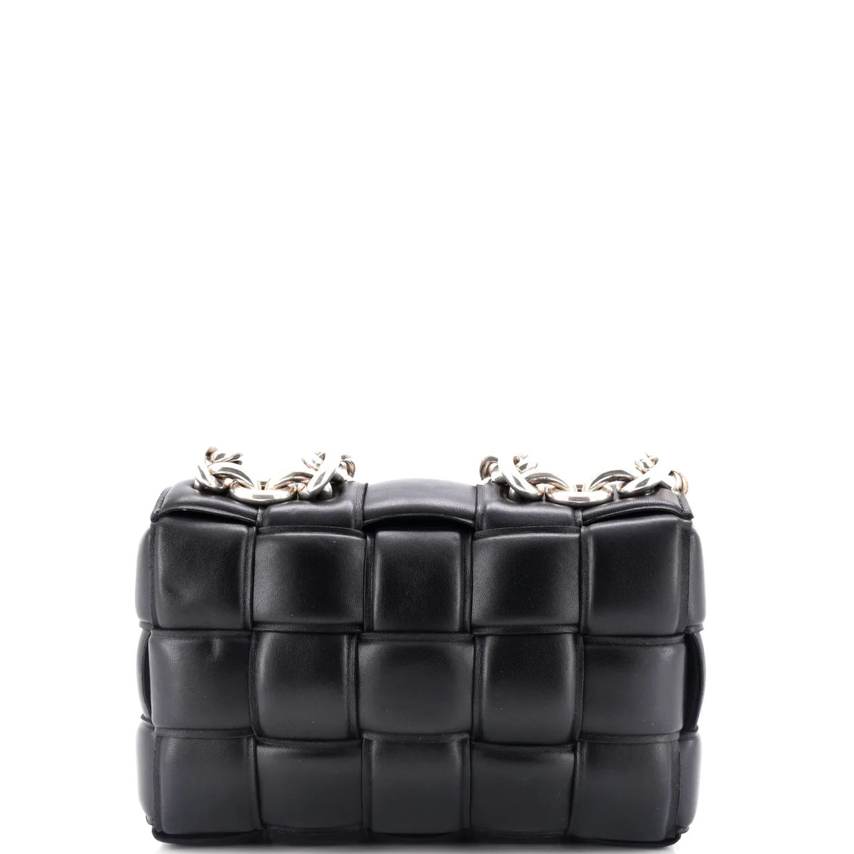 Cassette Chain Crossbody Bag Padded Maxi Intrecciato Leather - Deep Luxury