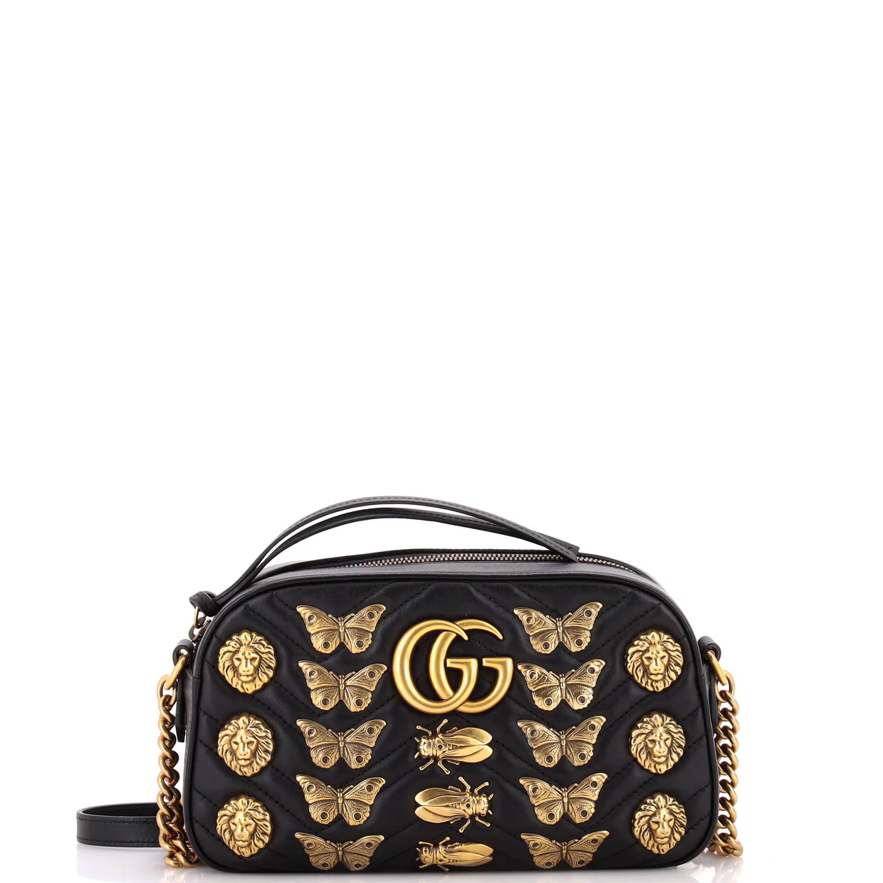 GG Marmont Shoulder Bag Embellished Matelasse Leather Small - Deep Luxury