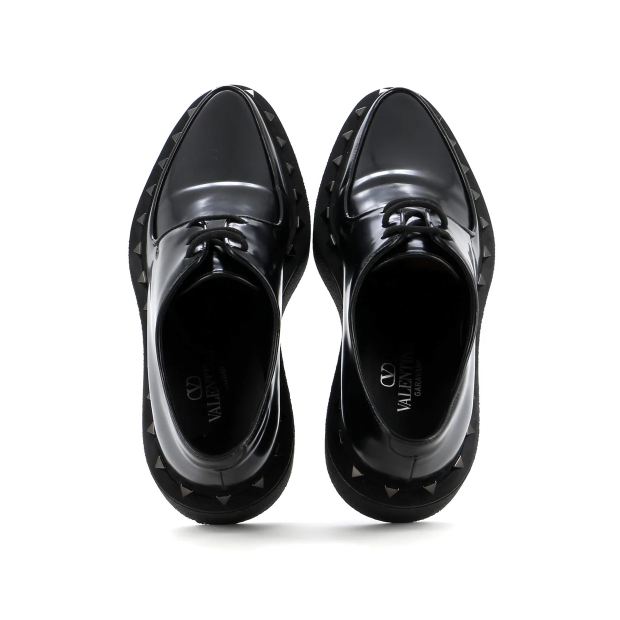 Women's Rockstud M-Way Platform Derby Shoes Leather - Deep Luxury