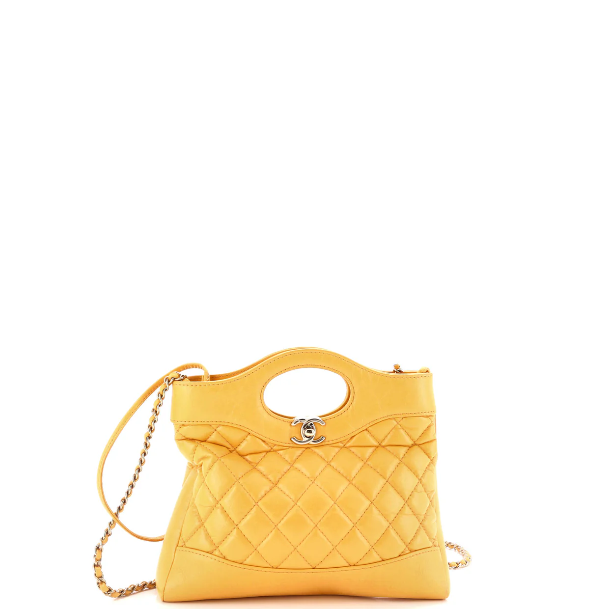 31 Shopping Bag Clutch with Chain Quilted Shiny Lambskin Small - Deep Luxury