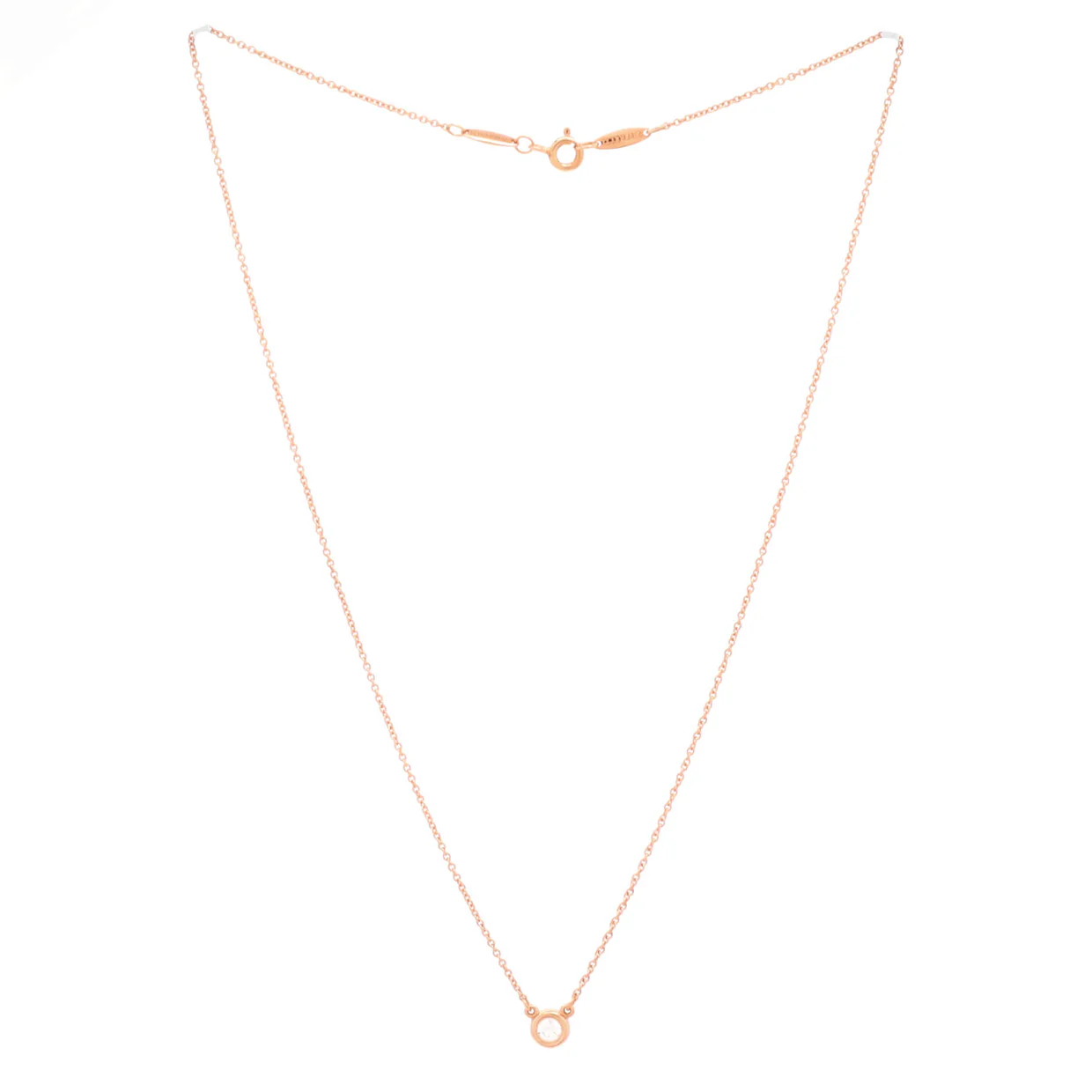 Elsa Peretti Diamonds By The Yard Pendant Necklace 18K Rose Gold and Diamond 0.17CT - Deep Luxury