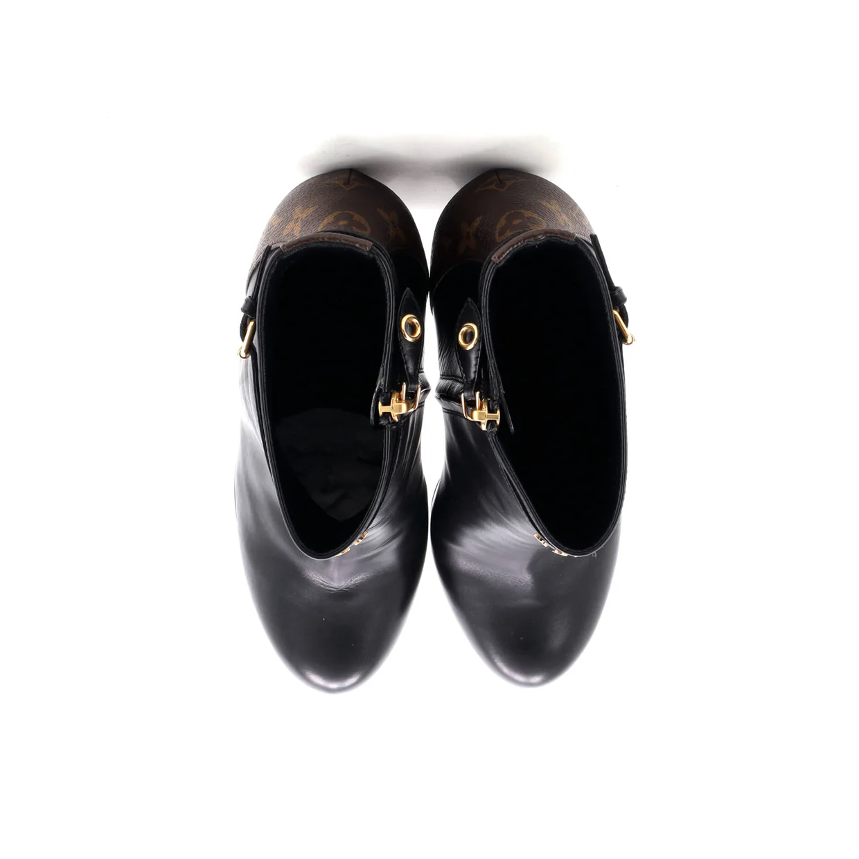 Women's Afterglow Platform Ankle Boots Leather with Monogram Canvas - Deep Luxury