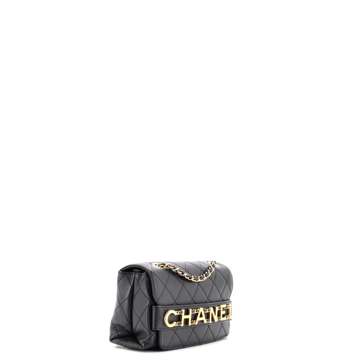 Logo Enchained Flap Bag Quilted Calfskin Small - Deep Luxury