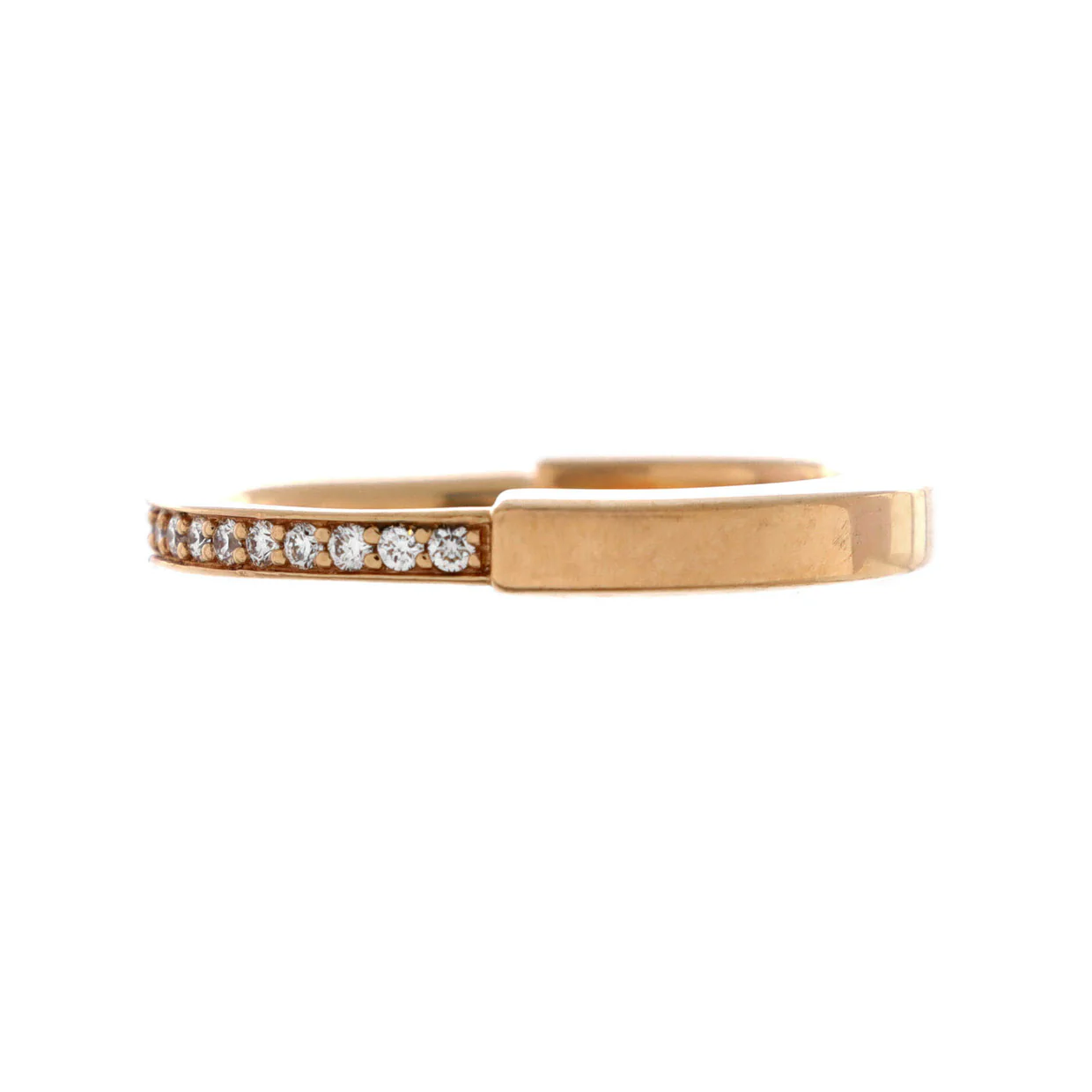 Lock Ring 18K Rose Gold with Pave Diamonds - Deep Luxury
