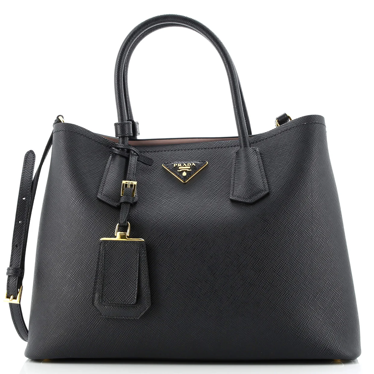 Cuir Double Tote Saffiano Leather Medium - Deep Luxury
