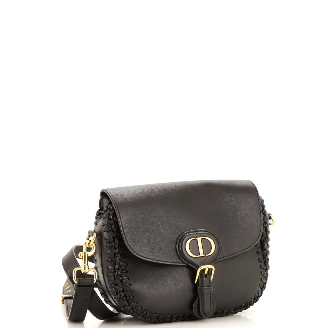 Bobby Flap Bag Whipstitch Leather Medium - Deep Luxury
