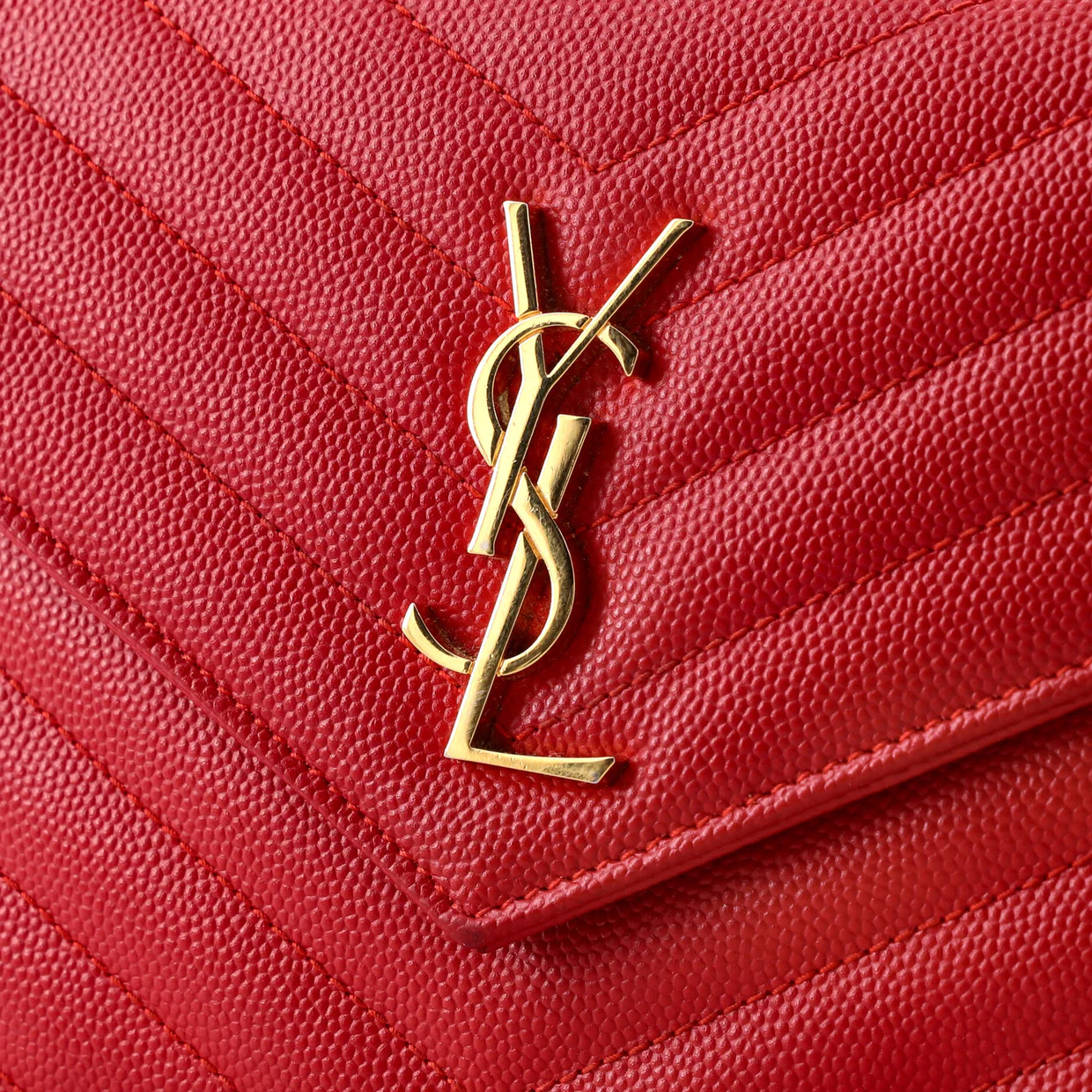 Classic Monogram Wallet on Chain Matelasse Chevron Leather Small - Deep Luxury