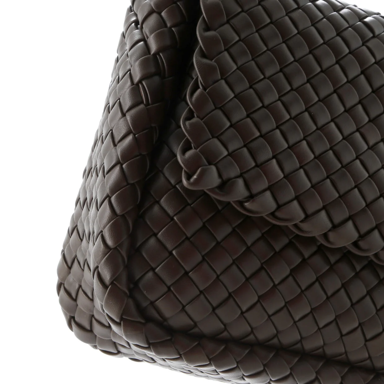 Cobble Flap Shoulder Bag Padded Intrecciato Leather Small - Deep Luxury