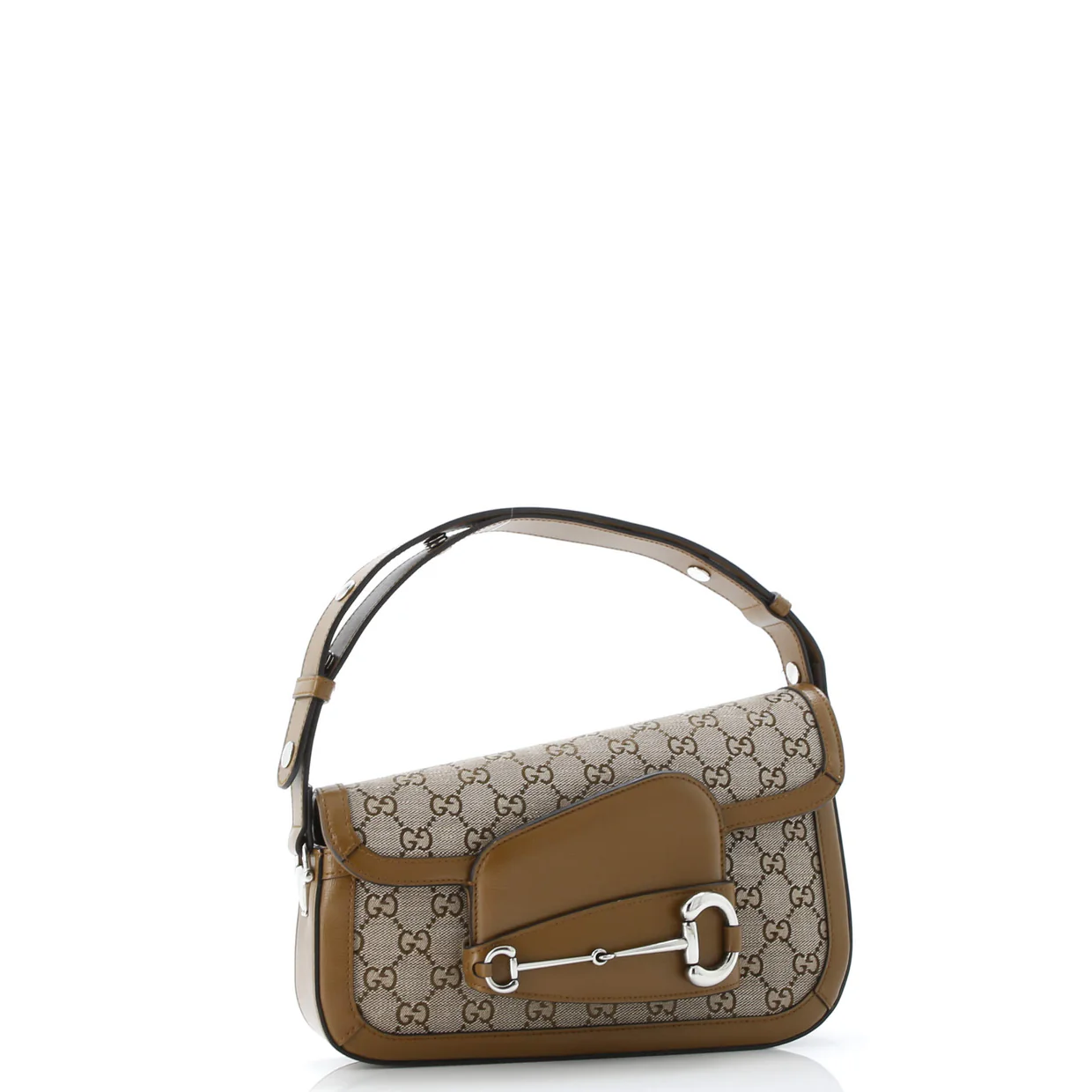 Horsebit 1955 Asymmetric Shoulder Bag GG Canvas with Leather Small - Deep Luxury