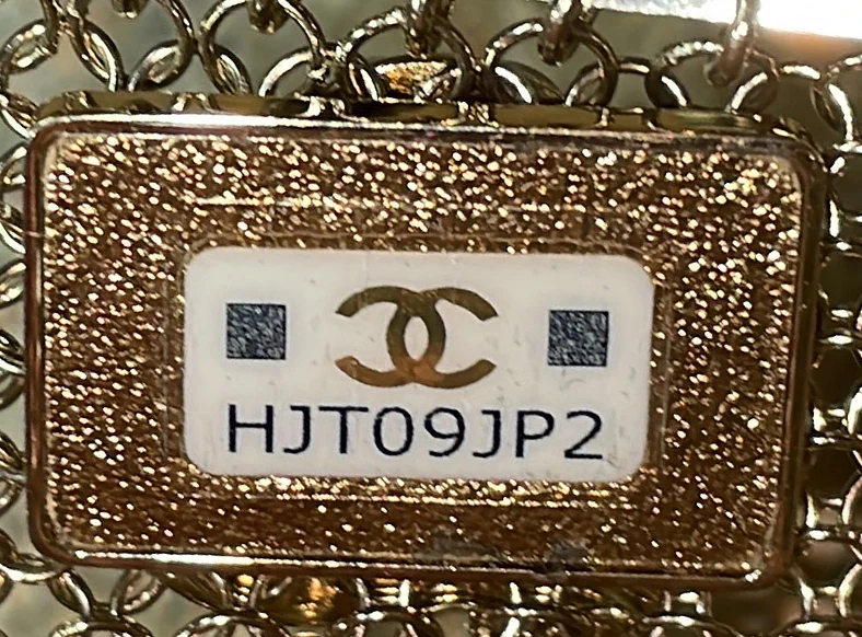 CC Charm Kisslock Frame Clutch with Chain Embellished Metal Mesh Mini - Deep Luxury