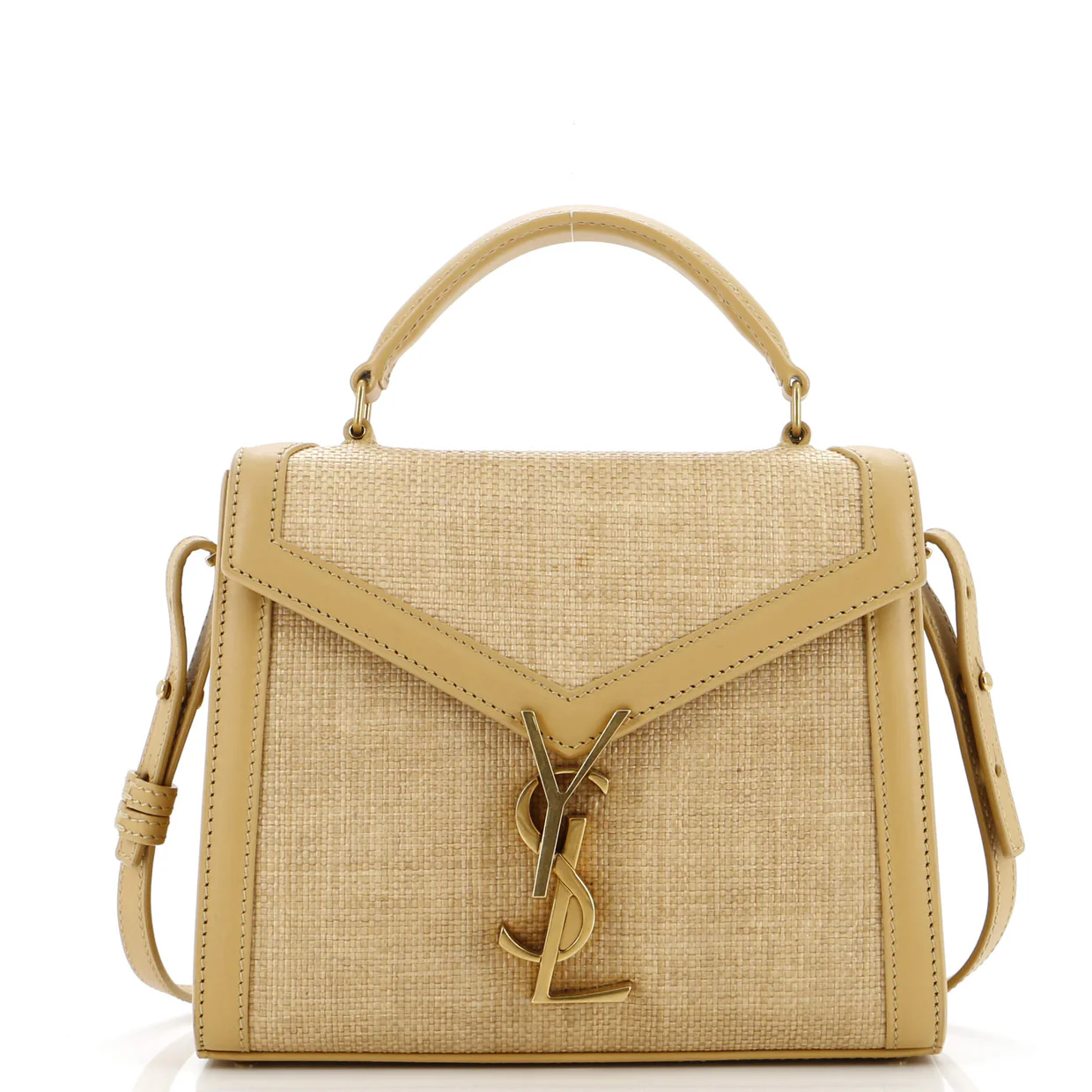 Cassandra Top Handle Bag Raffia with Leather Mini - Deep Luxury