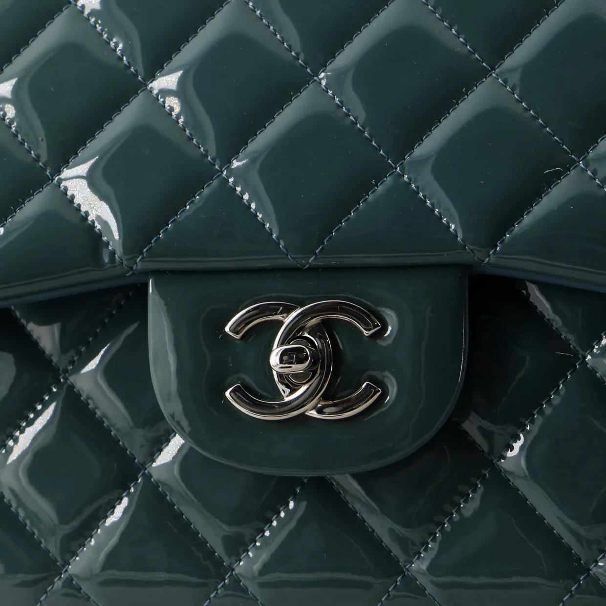 Classic Double Flap Bag Quilted Patent Jumbo - Deep Luxury