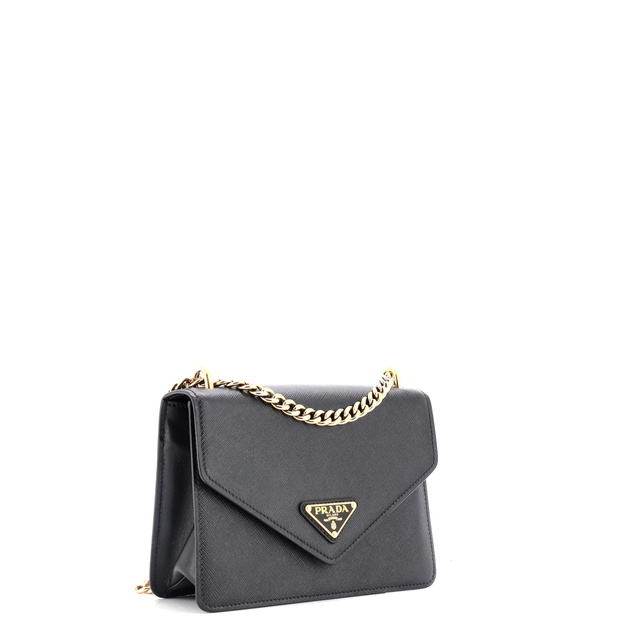 Envelope Flap Chain Shoulder bag Saffiano Leather Small - Deep Luxury