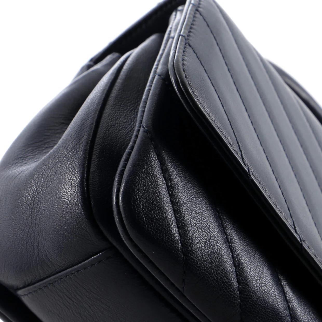 CC Metal Top Handle Flap Bag Chevron Lambskin Small - Deep Luxury