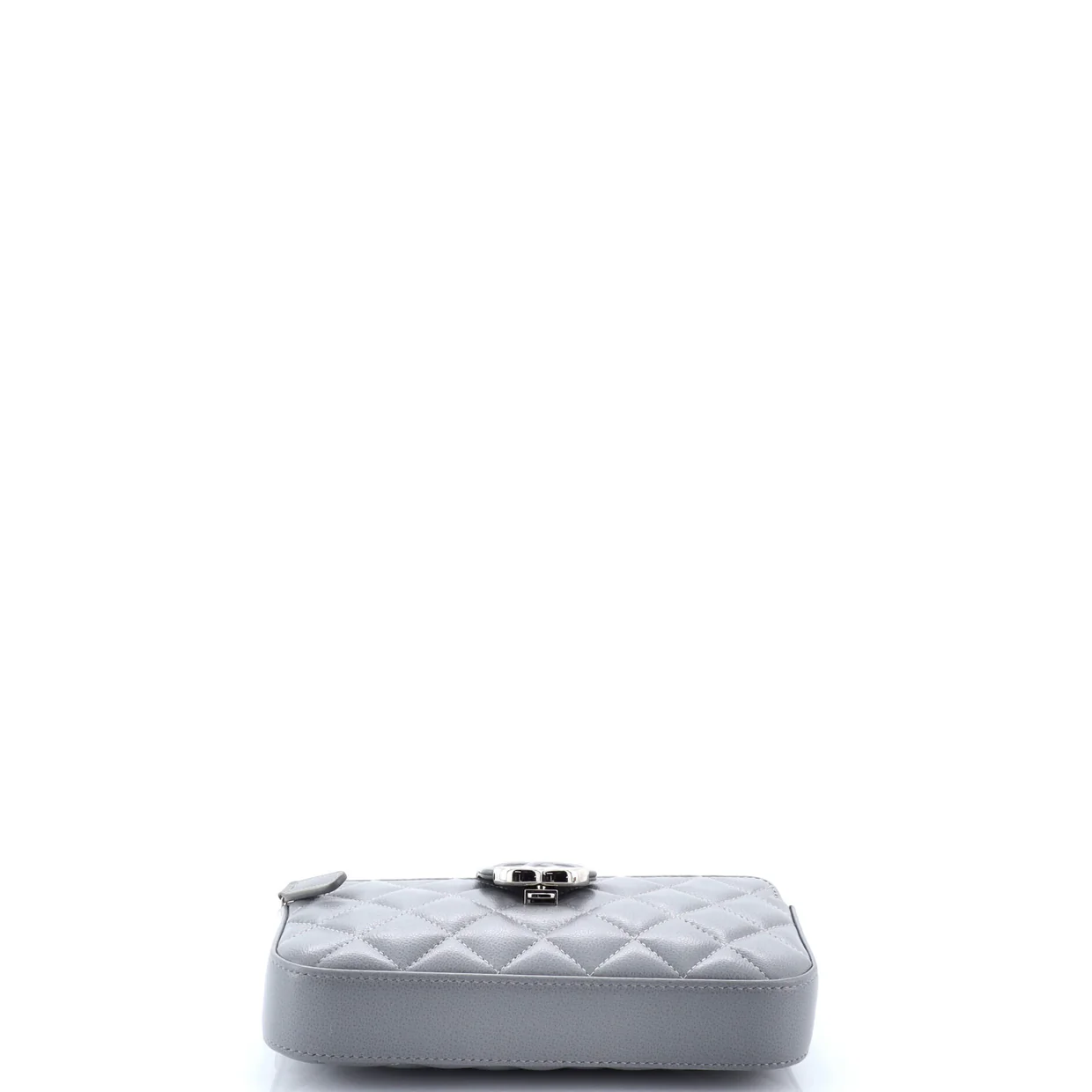 CC Box Double Zip Clutch with Chain Quilted Calfskin - Deep Luxury