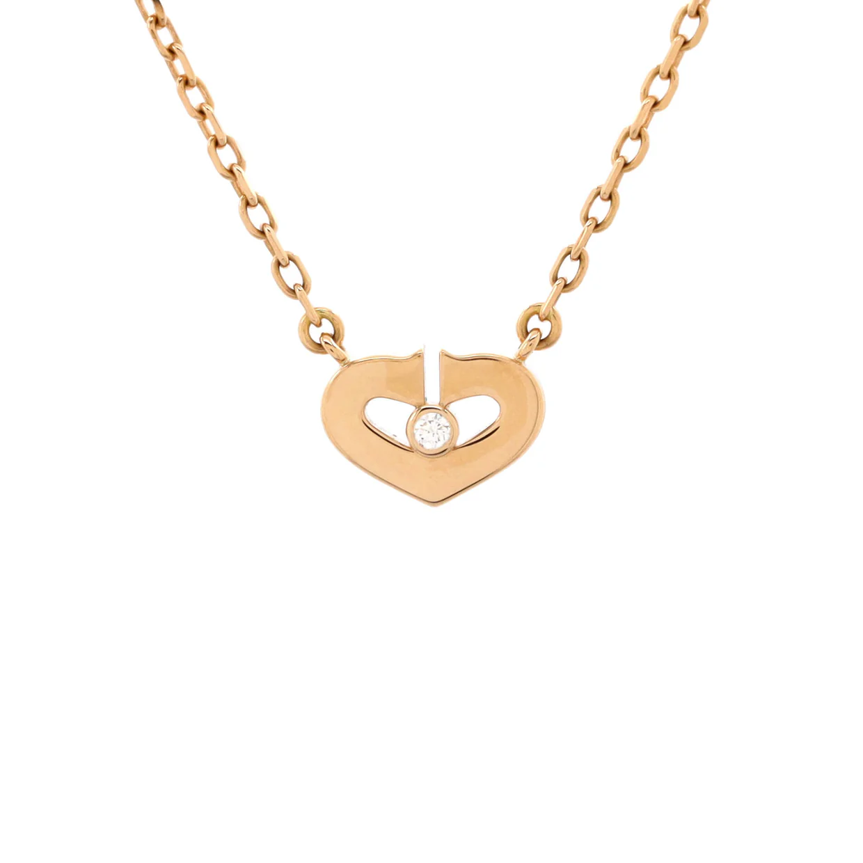 C Heart de Cartier Pendant Necklace 18K Rose Gold with Diamond XS - Deep Luxury