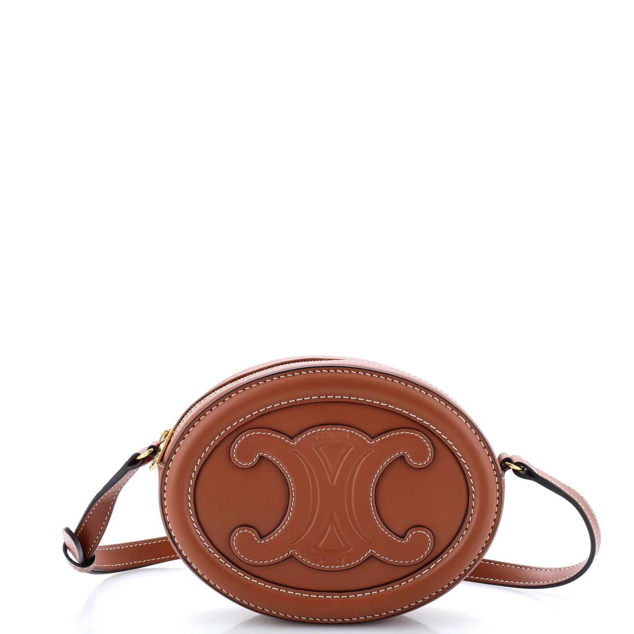 Triomphe Oval Crossbody Bag Leather - Deep Luxury