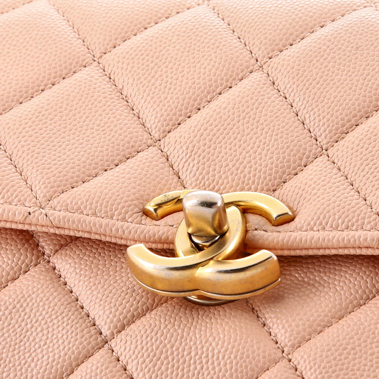 Carry Me Top Handle Flap Bag Quilted Caviar Small - Deep Luxury