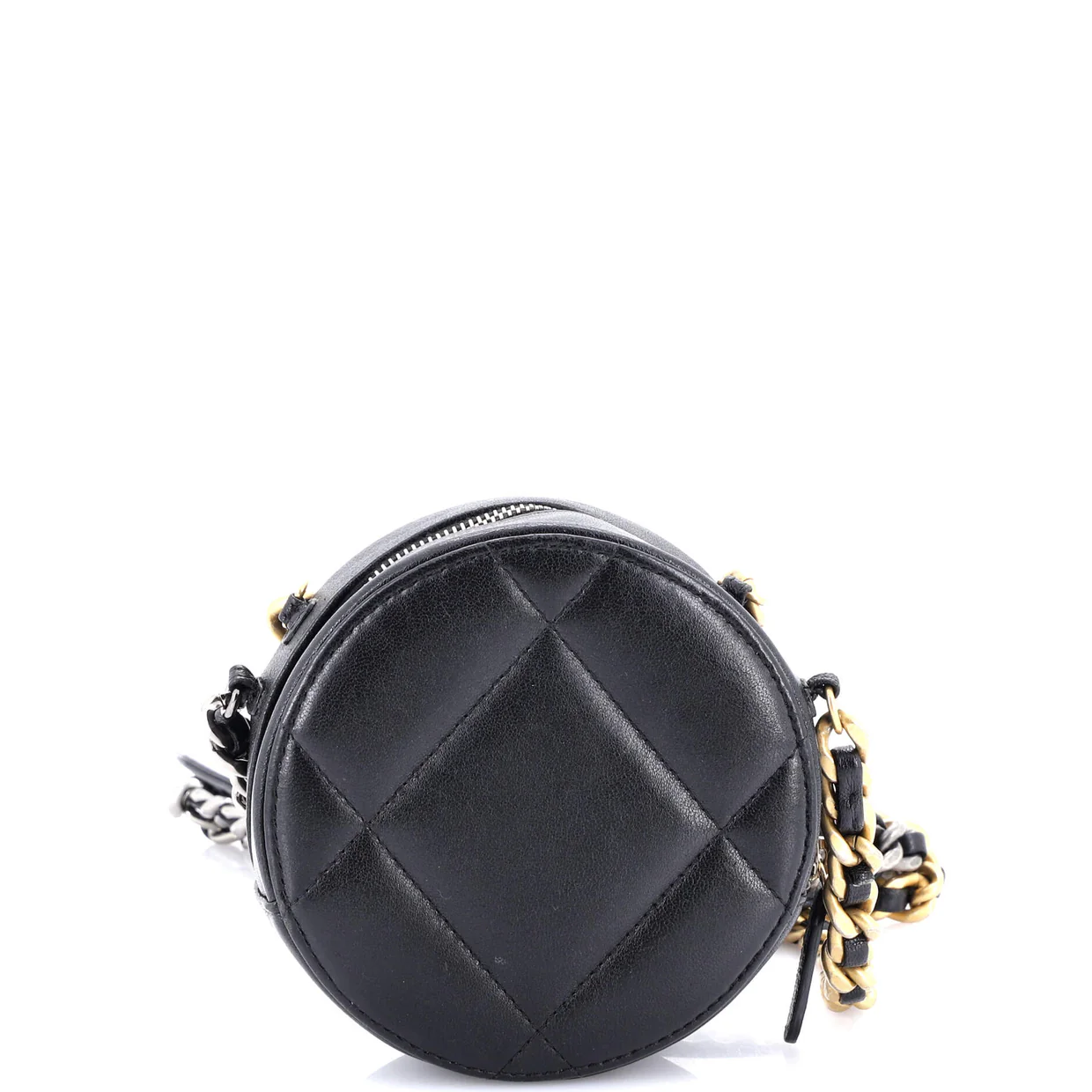 19 Round Clutch with Chain Quilted Leather - Deep Luxury
