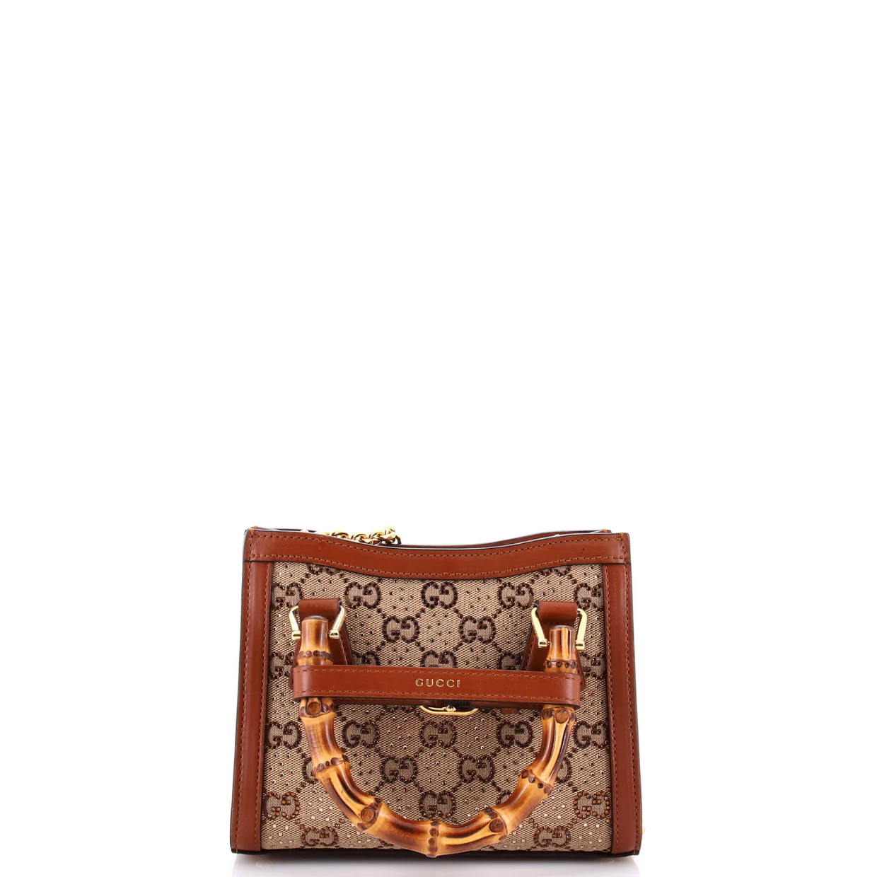 Diana NM Bamboo Handle Tote Crystal Embellished GG Canvas Mini - Deep Luxury