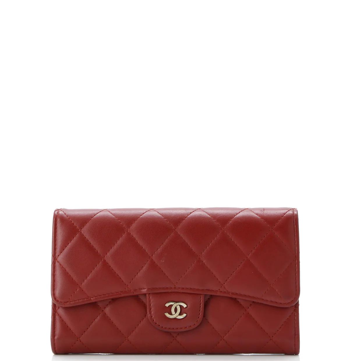 CC Gusset Classic Flap Wallet Quilted Lambskin Long - Deep Luxury
