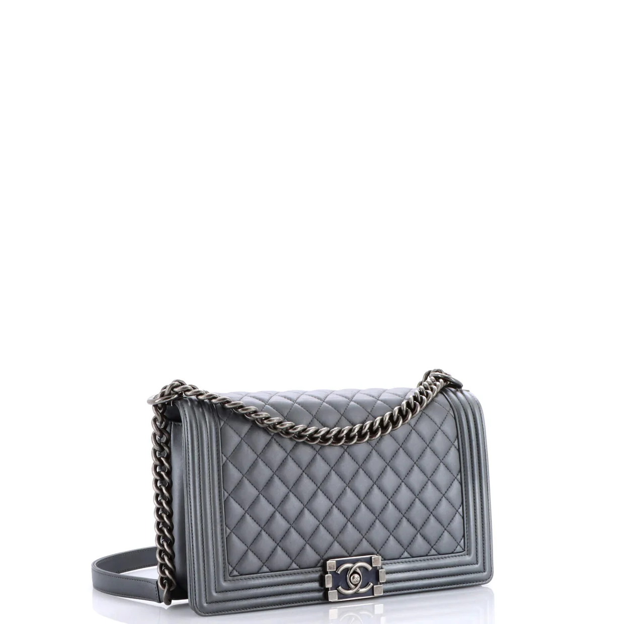 Boy Flap Bag Quilted Metallic Calfskin New Medium - Deep Luxury