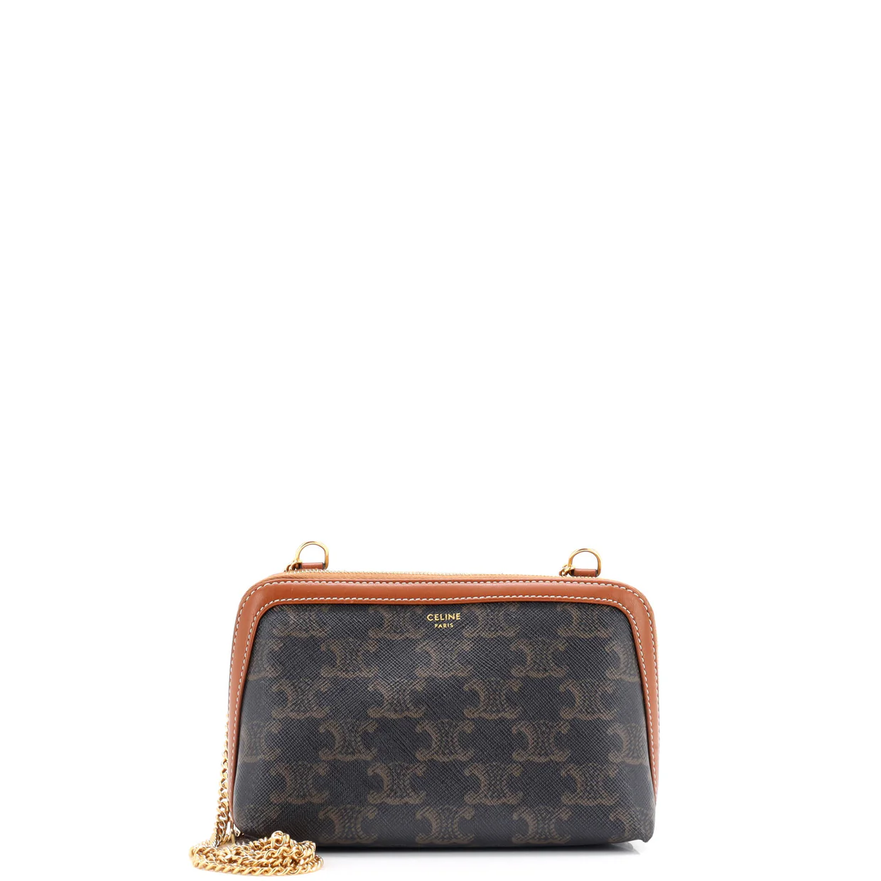Zip Around Chain Clutch Triomphe Coated Canvas - Deep Luxury