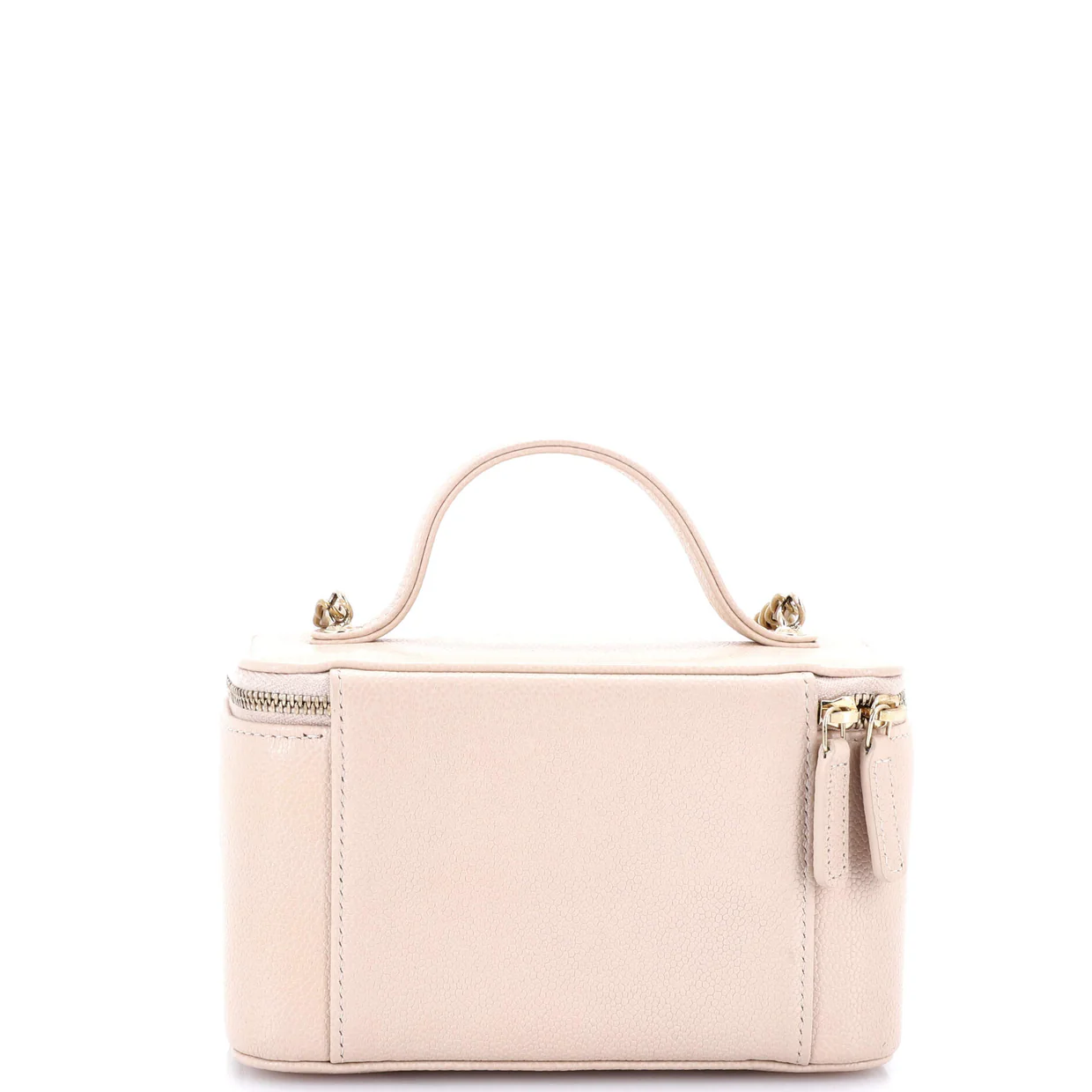 Business Affinity Top Handle Vanity Case with Chain Quilted Caviar Small - Deep Luxury