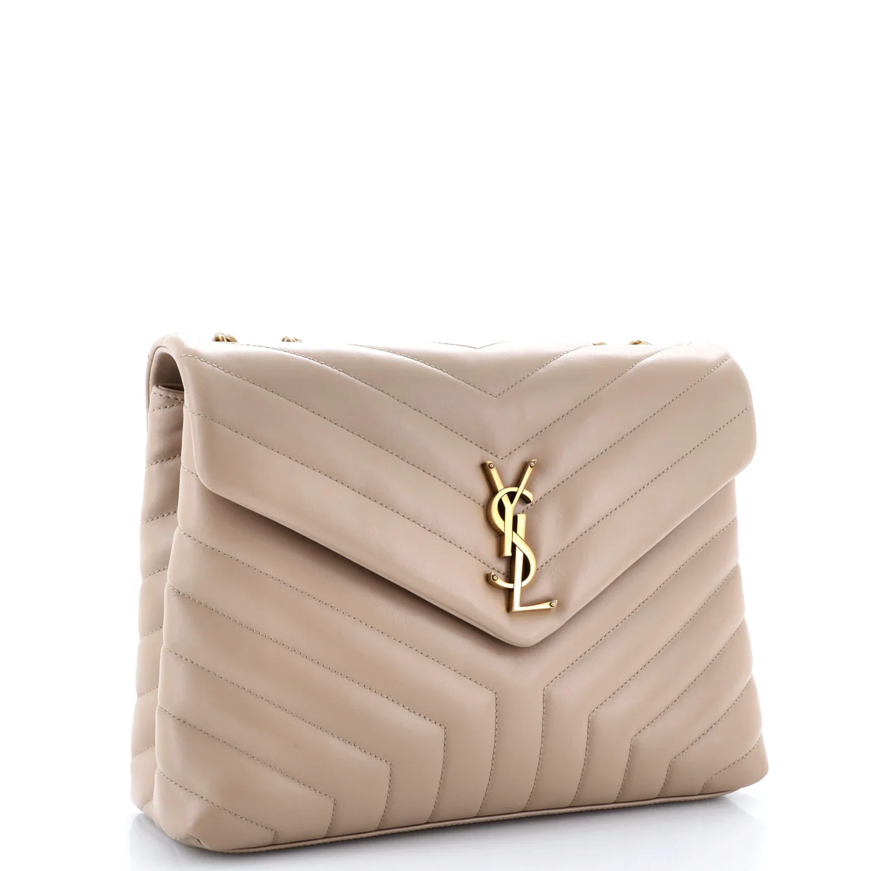 Loulou Shoulder Bag Matelasse Chevron Leather Medium - Deep Luxury